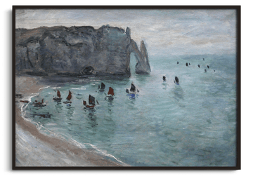 Inspiration Étretat porte d'Aval et bateaux Monet - peinture à l'huile
